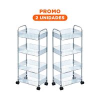 Pack2 Organizador Compacto de Acrilico 4 Niveles con Asas Transparente Y Regalo Sticker