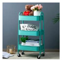 Organizador carrito 3 niveles con ruedas y asas metal celeste moderno Y Papel Regalo