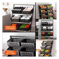 Rodante Organizador con 4 Niveles y 8 Bandejas para Casa Ordenada Negro Y Ligas Regalo