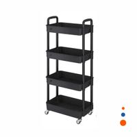 Organizador Movil 4 Niveles con Ruedas y Asas de Plastico Negro para Hogar Y Regalo Sticker