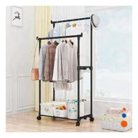 Soporte Colgador Doble de Ropa Negro Versatil y Duradero para Ropa y Accesorios Y Notas