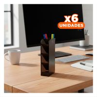 Pack6 Soporte para Area de Estudio con Cuatro Espacios Negro Y Papel Regalo
