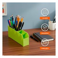 Organizador Verde Inclinado con Cuatro Espacios para Orden Diario de 20 5x5x9cm