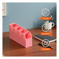 Organizador Rosado Inclinado con Cuatro Espacios para Orden Diario de 20.5x5x9cm