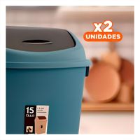 Pack2 Recipiente de Basura Azul con Mecanismo Vaiven y Capacidad 15L