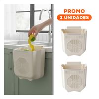 Pack2 Cesto Plegable Puerta 26x25.5x15.5cm Plomo y Crema para Hogar Y Regalo Sticker