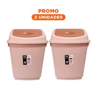 Pack2 Recipiente de Basura con Tapa Vaiven y Acabado Marron 15L Y Regalo Sticker