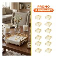 Pack12 Organizador Servilletas Metal Dorado con Brazo para Cocina Y Regalo Sticker