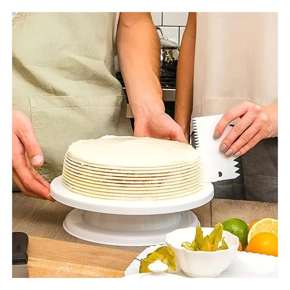 Plataforma Giratoria Para Pasteleria Blanco Practica Para Decorar Tortas Y Mas Y notas