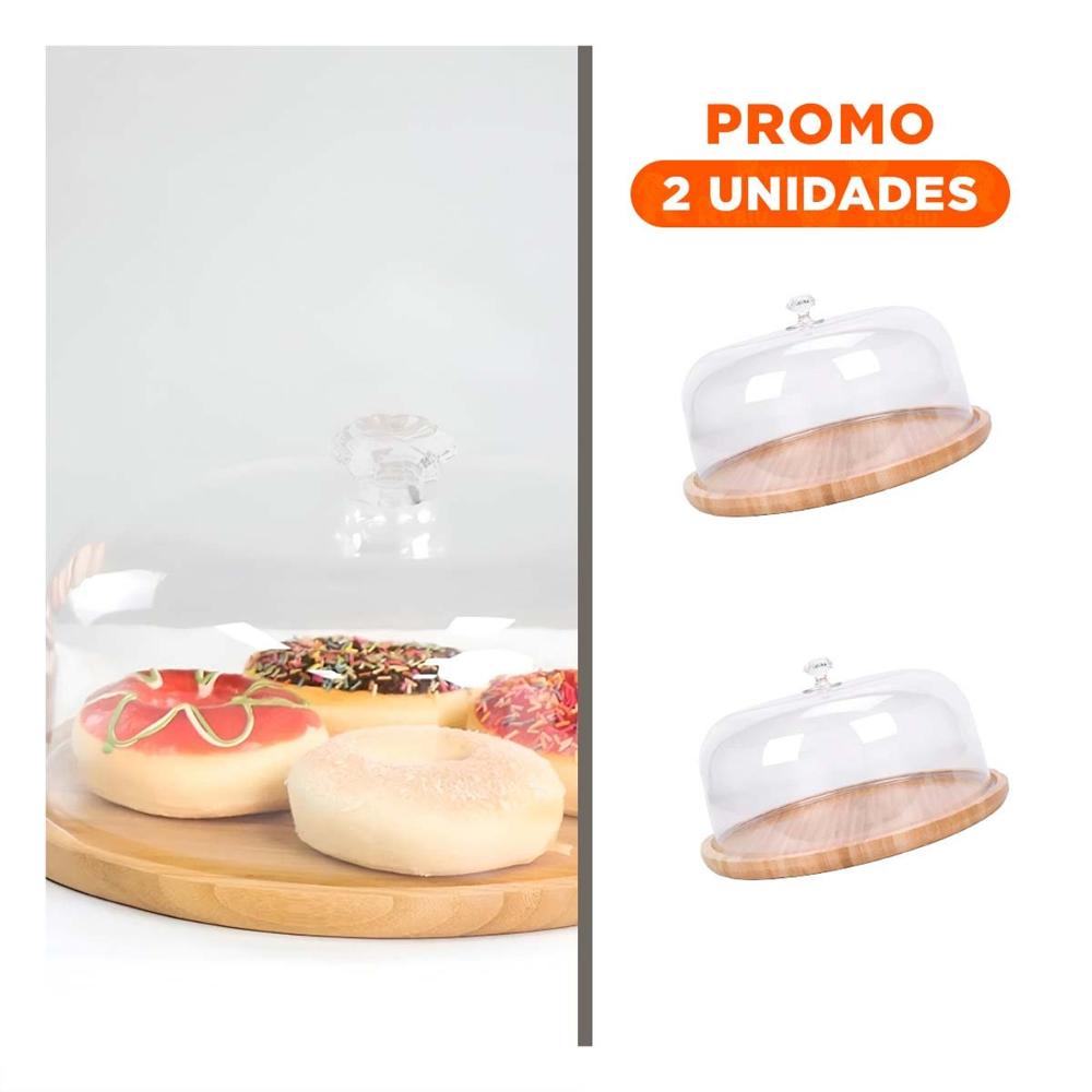 Pack2 Base para Dulces Circular con Tapa 25cm Hogar Decoracion Casa LED Blanco Y Regalo Sticker