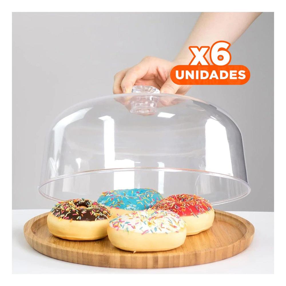 Pack6 Plato para Reposteria Circular con Tapa 28cm Hogar Fiesta Decoracion Navidad