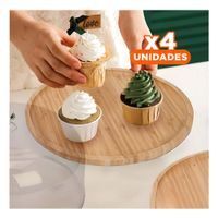 Pack4 Base para Tartas Circular con Tapa 28cm Hogar Decoracion Casa LED Blanco Y Papel Regalo