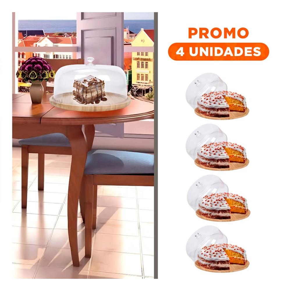 Pack4 Base porta Postres Redonda con Tapa 28cm Hogar Decoracion Casa LED Blanco