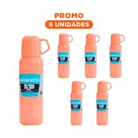Pack6 Jarra Termica 500 ml con 3 Tazas Naranja para Reuniones Y Regalo Sticker