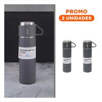 Pack2 Frasco Portatil Individual con Dos Tazas para Hogar Plomo YRegalo Sticker