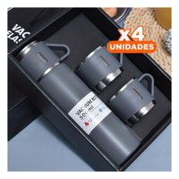 Pack4 Vaso Portatil Individual con Dos Tazas para Trabajo Plomo YPapel Regalo