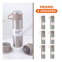 Pack6 Recipiente Termico Moderno con Dos Tazas para Cafe Azul YRegalo Sticker