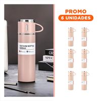 Pack6 Jarra de Viaje Individual con Dos Tazas para Te Rosado YRegalo Sticker