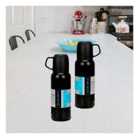Botella Termica de 500 ml con 3 Tazas Negro para Viajes y Trabajo Diario Y Papel Regalo