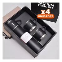 Pack4 Vaso Portatil Individual con Dos Tazas para Uso Diario Negro YPapel Regalo