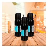Contenedor Termico de 500 ml con 3 Tazas Negro para Trabajo y Paseos Y notas