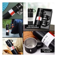 Vaso Termico Individual con Dos Tazas para Cafe y Te en Hogar Negro YLigas Regalo