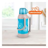 Pack2 Botella Celeste 3200ml Flores con Tapon Hermetico para Uso Diario