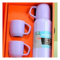 Contenedor Termico de 500 ml con 3 Tazas Lila para Trabajo y Paseos Y notas