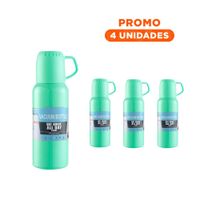 Pack4 Version Termica de 500ml con 3 Tazas Verde Agua Portatil