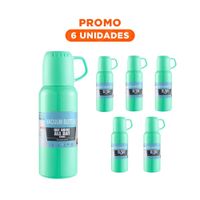 Pack6 Recipiente Portatil de 500ml con 3 Tazas Verde Agua Duradero Y Regalo Sticker