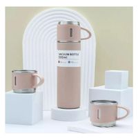 Frasco Termico Individual con Dos Tazas para Cafe y Te Rosado YPapel Regalo