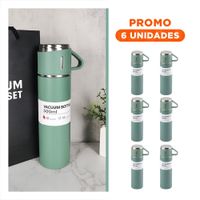 Pack6 Jarra de Viaje Individual con Dos Tazas para Te Verde YRegalo Sticker