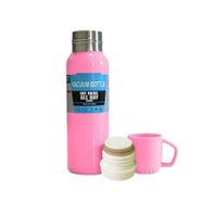 Vaso Termico de 500ml con 3 Tazas Rosado Acero Resistente Moderno Y Regalo Sticker