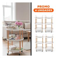 Pack4 Soporte 3 Niveles Circular con Asa Blanco Para Orden y Espacios Varios