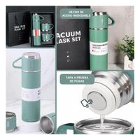 Vaso Termico Individual con Dos Tazas para Oficina Verde YLigas Regalo