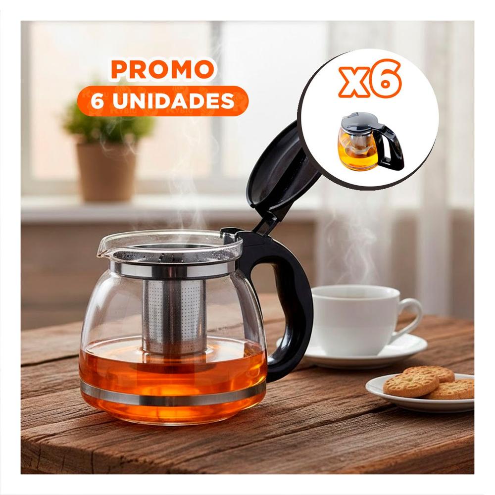 Pack6 Jarra de Vidrio con Filtro 2 Lt para Te Fresco y Disfrutar con Amigos