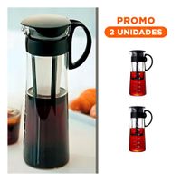 Pack2 Vaso de Vidrio 900 ml con Filtro y Tapa Negra Transparente para Mesa Y Regalo Sticker