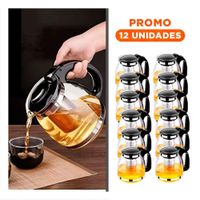 Pack12 Envase Compacto de Vidrio con Filtro 1.5 Lt para Mantener Te o Cafe Siempre Caliente