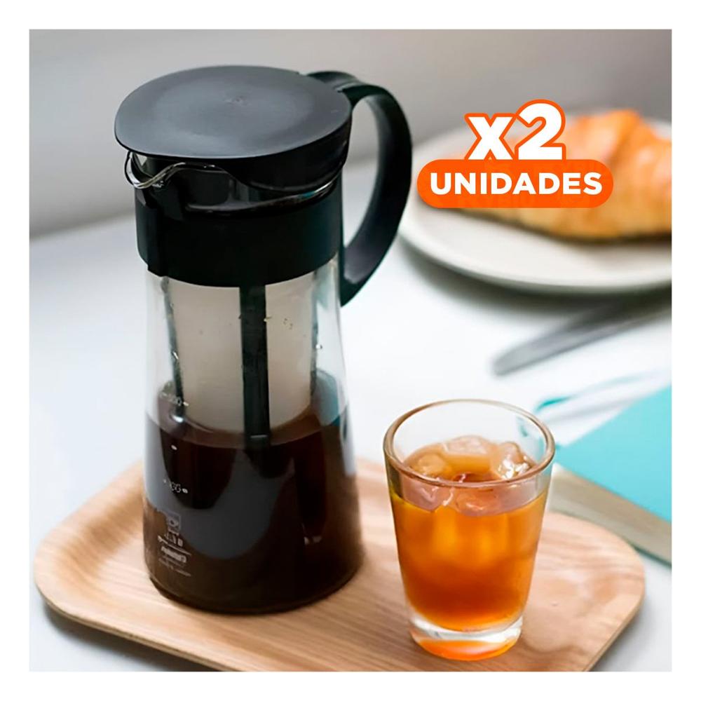 Pack2 Frasco de Vidrio 900 ml con Filtro Interno y Tapa Negra para Bebidas Y Papel Regalo