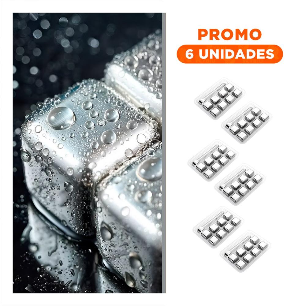 Pack6 Implemento para bar con cubos de hielo de acero reutilizables Y Regalo Sticker