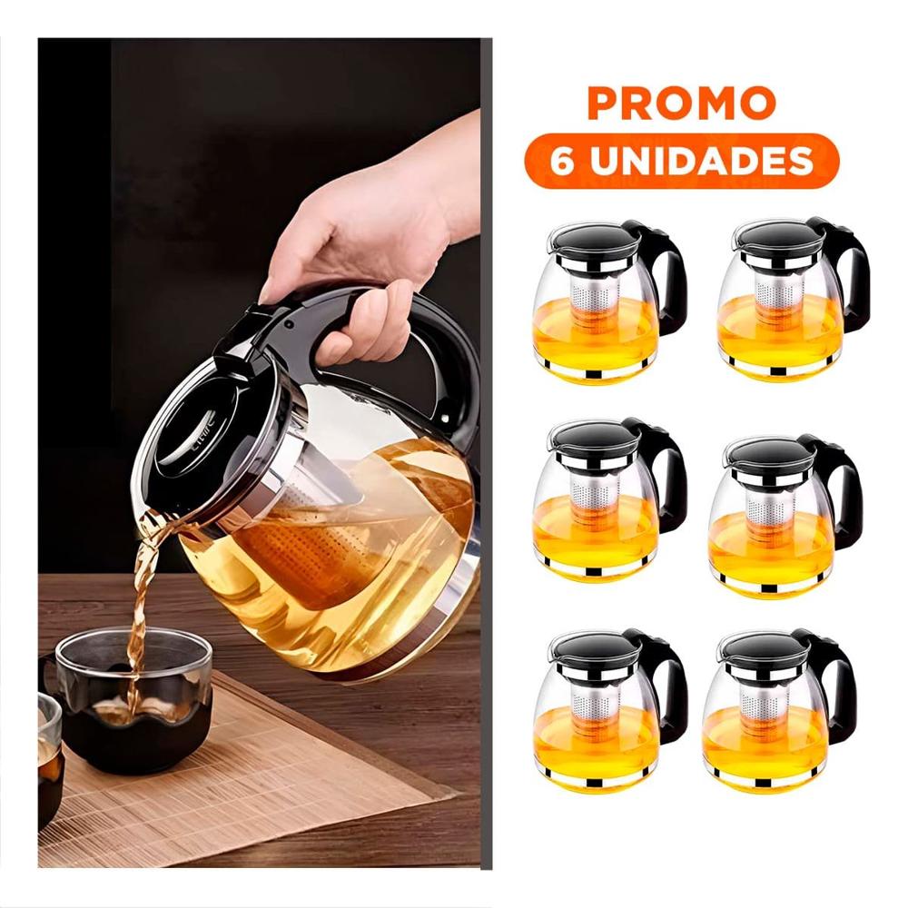 Pack6 Cafetera Moderna de Vidrio con Filtro 1.5 Lt para Preparar Infusiones YRegalo Sticker