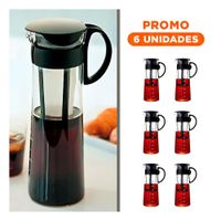 Pack6 Articulo de Vidrio 900 ml con Filtro y Tapa Negra Transparente Cocina Y Regalo Sticker