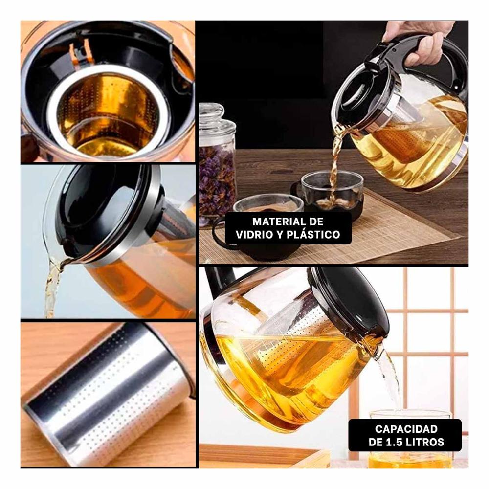 Cafetera de Vidrio con Filtro 1.5 Lt para Preparar Bebidas Calientes Rapidas YLigas Regalo