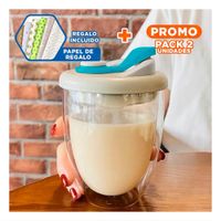 Pack2 Infusor de 1000ml con 4 tazas de 150ml transparente base ondeado negro Y Regalo Sticker