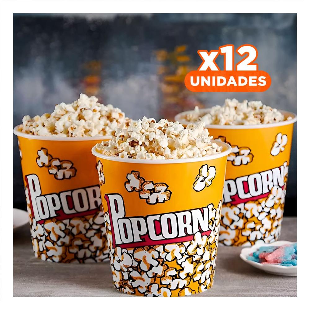 Pack2 Recipiente de Cine Amarillo 21x20cm con mucha Capacidad en su Sala Real Linda