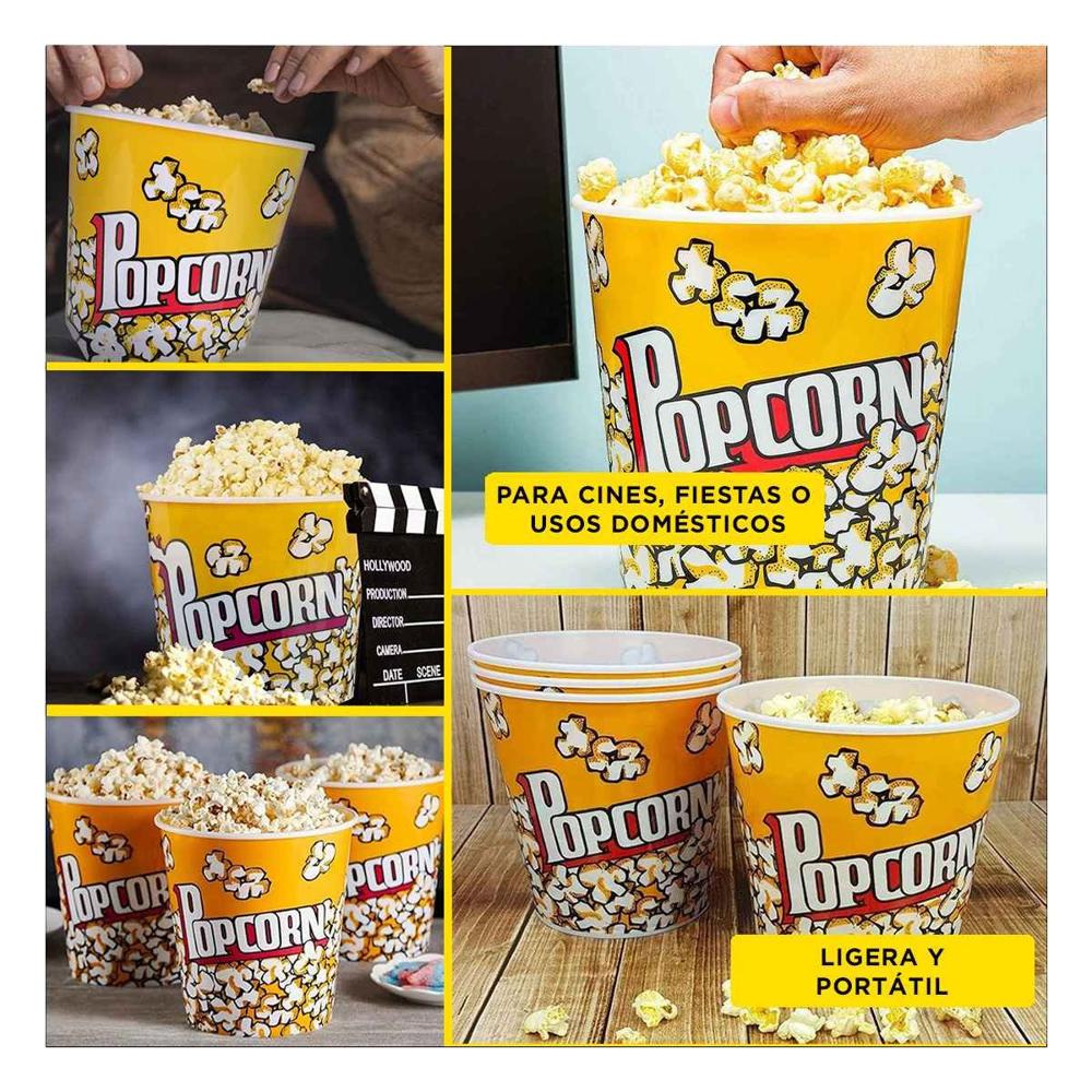 Cubeta Vaso Popcorn Amarillo 12x12cm para la Utilidad de Hijos Sanos Y Ligas Regalo