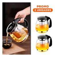 Pack2 Recipiente Moderno de Vidrio con Filtro 1.5 Lt para Disfrutar Te YRegalo Sticker