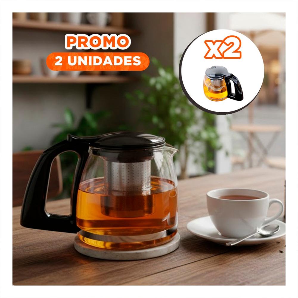 Pack2 Tetera de Vidrio con Filtro 2 Lt para Te Aromatico y Relajante en Casa
