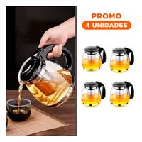 Pack4 Cafetera Compacta de Vidrio con Filtro 1.5 Lt para Te Caliente en Oficina o Hogar