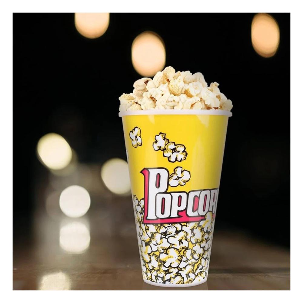 Cubeta Vaso Popcorn Amarillo 7cmx17cm para la Gestion en Familia Real Y Papel Regalo